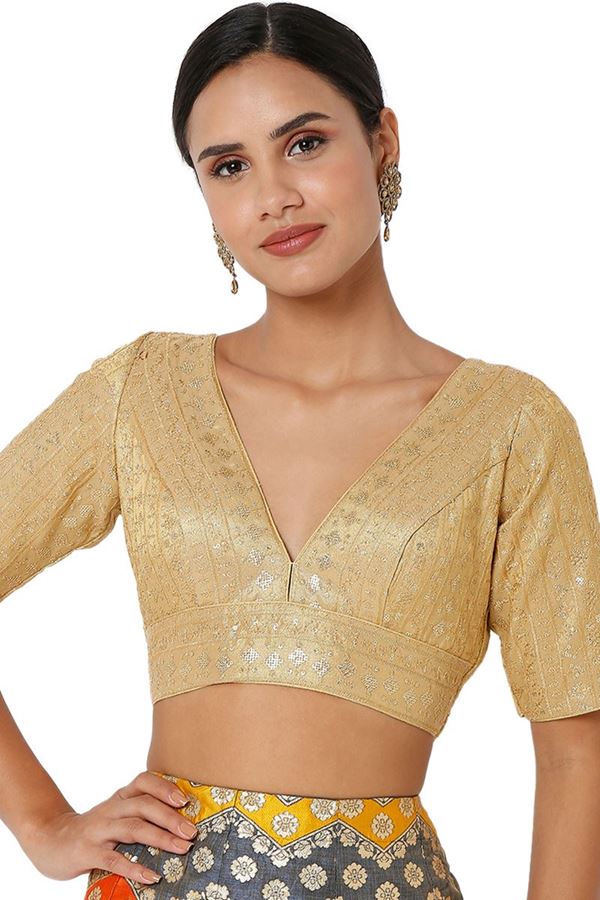 Picture of Appealing Gold Colored Designer Readymade Blouse