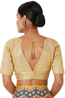 Picture of Appealing Gold Colored Designer Readymade Blouse