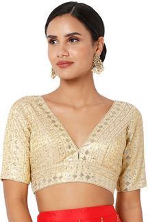 Picture of Awesome Gold Colored Designer Readymade Blouse