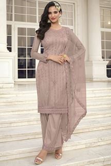Picture of Charming Pink Colored Designer Suit (Unstitched suit)