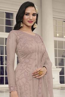 Picture of Charming Pink Colored Designer Suit (Unstitched suit)