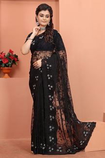 Picture of Striking Black Colored Designer Saree