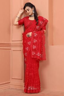 Picture of Exuberant Red Colored Designer Saree
