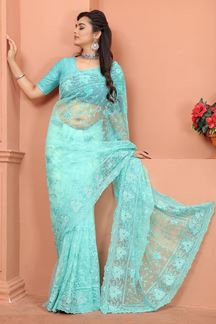 Picture of Fascinating Mint Green Colored Designer Saree
