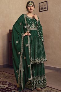 Picture of Amazing Green Colored Designer Suit (Unstitched suit)