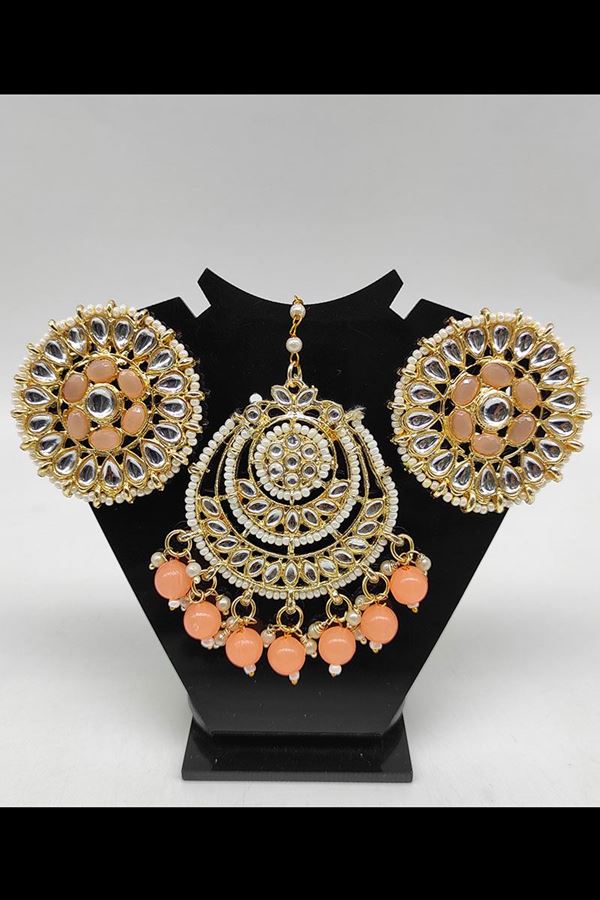 Picture of Ethnic Peach Colored Party wear Imitation Jewellery