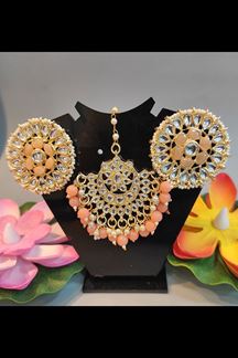 Picture of Dazzling Peach Colored Party wear Imitation Jewellery