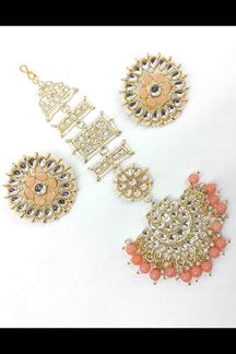 Picture of Flamboyant Peach Colored Party wear Imitation Jewellery