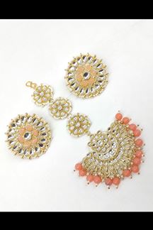Picture of Classy Peach Colored Party wear Imitation Jewellery