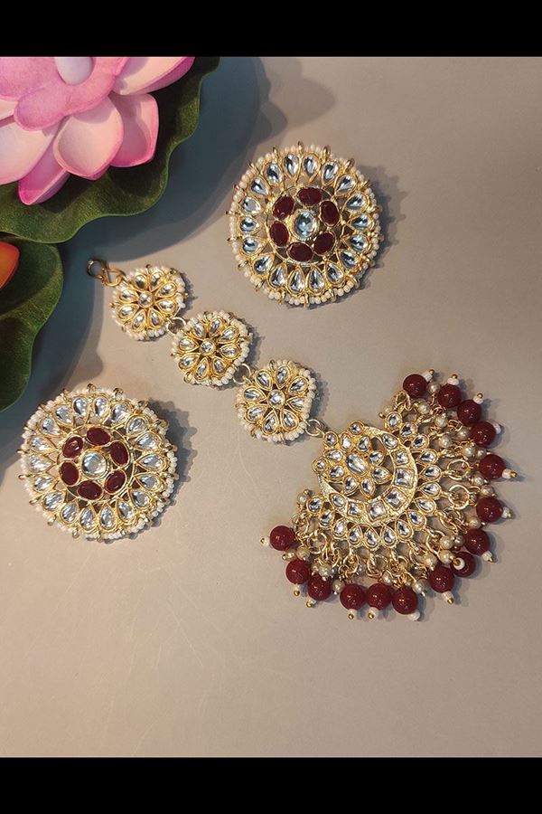 Picture of Magnificent Maroon Colored Party wear Imitation Jewellery