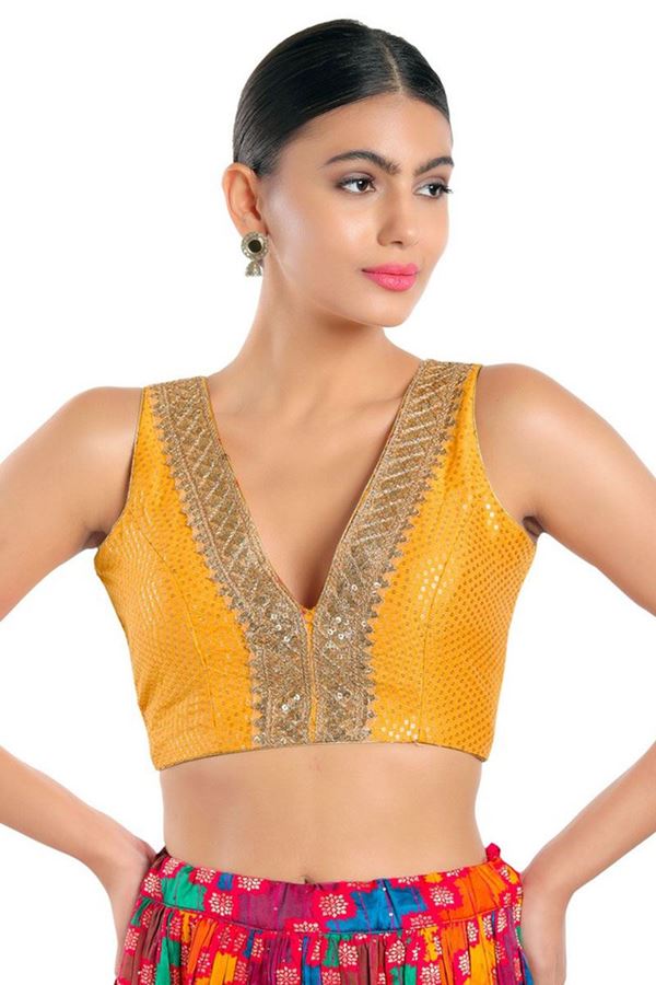 Picture of Stunning Yellow Colored Designer Readymade Blouse