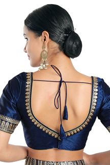 Picture of Interesting Navy Blue Colored Designer Readymade Blouse