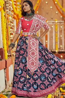 Picture of Classy Blue and Pink Colored Designer Lehenga Choli