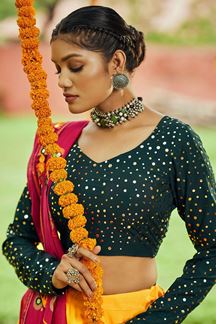 Picture of Surreal Yellow and Green Colored Designer Lehenga Choli