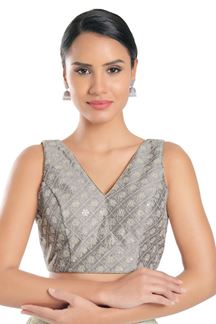 Picture of Fascinating Grey Colored Designer Readymade Blouse