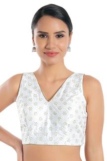 Picture of Creative White Colored Designer Readymade Blouse