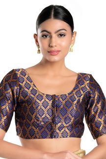 Picture of Royal Navy Blue Colored Designer Readymade Blouse