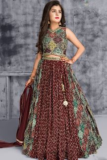 Picture of Trendy Multi-Colored Designer Kids Lehenga Choli