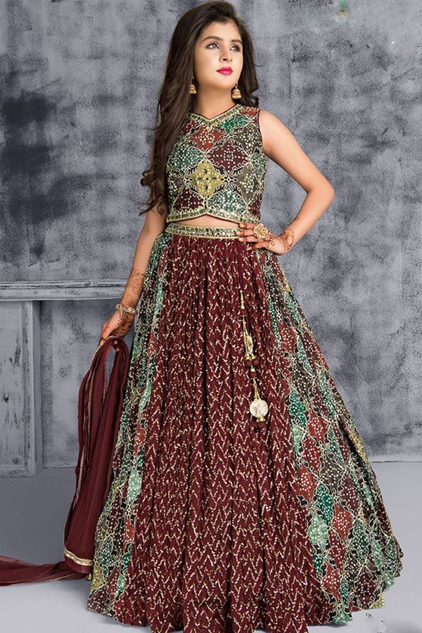 Picture of Trendy Multi-Colored Designer Kids Lehenga Choli