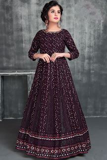Picture of Charming Wine Colored Designer Kids Gown