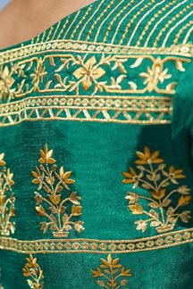 Picture of Royal Mustard and Green Colored Designer Silk Saree
