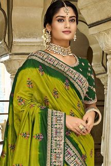 Picture of Gorgeous Green Colored Designer Silk Saree