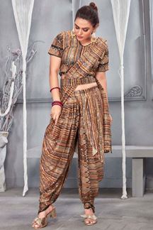 Picture of Stylish Multi-Colored Dhoti Style Designer Saree