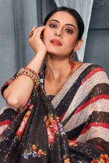 Picture of Gorgeous Multi-Colored Designer Saree