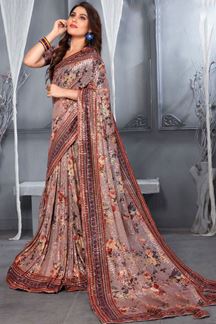 Picture of Heavenly Lavender Colored Designer Saree