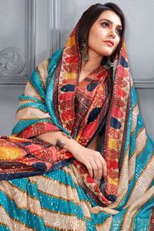 Picture of Stunning Multi-Colored Designer Saree