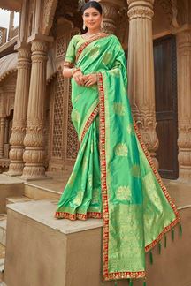 Picture of Classy Parrot Green Colored Designer Saree