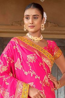 Picture of Glorious Pink Colored Designer Saree