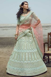 Picture of Divine Turquoise Colored Designer Lehenga Choli