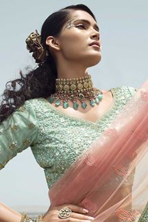 Picture of Divine Turquoise Colored Designer Lehenga Choli