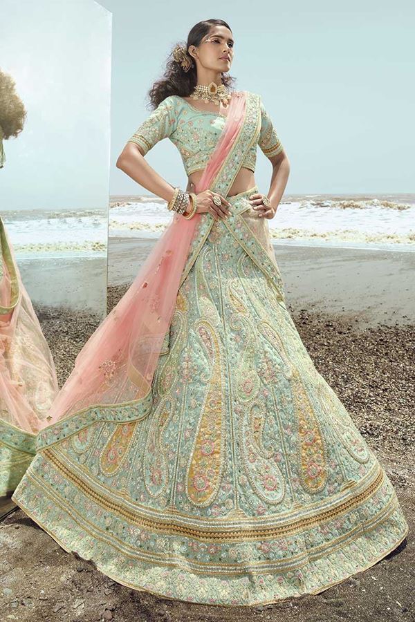 Picture of Gorgeous Turquoise Colored Designer Lehenga Choli