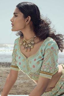 Picture of Gorgeous Turquoise Colored Designer Lehenga Choli