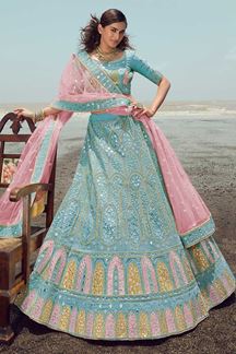 Picture of Irresistible Turquoise Colored Designer Lehenga Choli