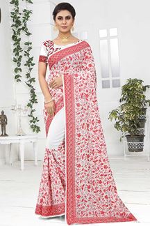 Picture of Aesthetic White Colored Designer Saree