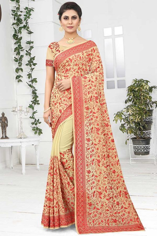 Picture of Trendy Light Brown Colored Designer Saree