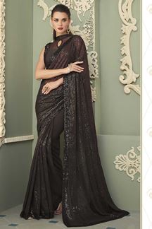 Picture of Aesthetic Brown Colored Designer Saree