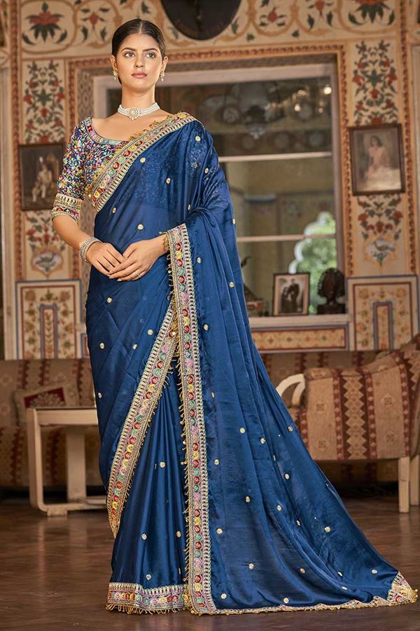 Picture of Artistic Blue Colored Designer Saree