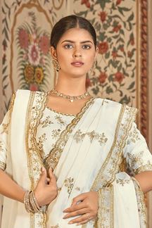 Picture of Beautiful White Colored Designer Saree