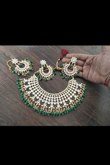 Picture of Flamboyant Green Colored Party wear Imitation Jewellery Traditional Choker