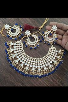 Picture of Spectacular Royal Blue Colored Party wear Imitation Jewellery Traditional Choker