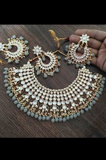 Picture of Dazzling Grey Colored Party wear Imitation Jewellery Traditional Choker