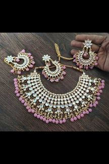 Picture of Mesmerizing Pink Colored Party wear Imitation Jewellery Traditional Choker