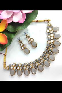 Picture of Impressive Grey Colored Party wear Imitation Jewellery Traditional Choker