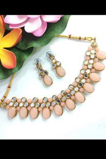 Picture of Heavenly Peach Colored Party wear Imitation Jewellery Traditional Choker