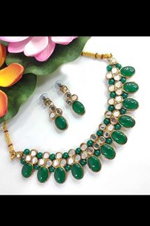 Picture of Irresistible Green Colored Party wear Imitation Jewellery Traditional Choker