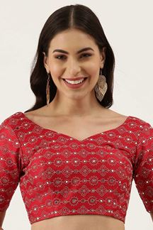 Picture of Divine Red Colored Designer Readymade Blouse